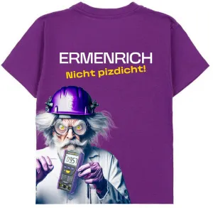 Фирменная футболка Ermenrich «Nicht pizdicht! Сумасшедший электрик», фиолетовая, размер XL, изображение 2